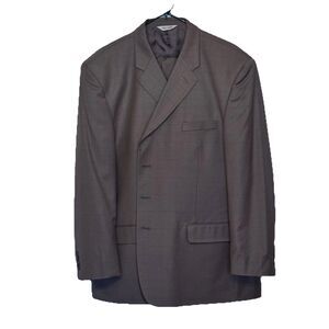 Linea Uomo Men’s 48 Wool Blazer Jacket 43x27 Pants Brown 3 Button Suit